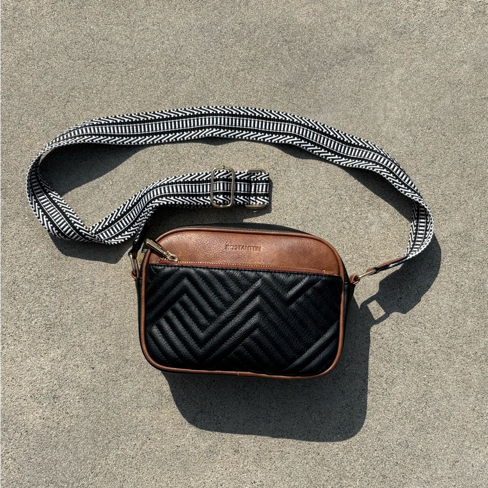 BOSTANTEN Quilted Black and Brown Crossbody Bag - Picture 11 of 16